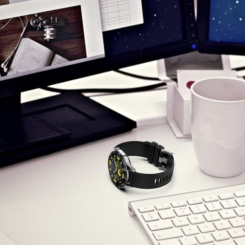 Wisely Silicone 22mm Replacement Band Strap with Metal Buckle Compatible with Fire-Boltt, Boat, Noise, Amazfit, beatXp & Other 22mm Watches, Black - Image 5