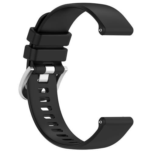 Wisely Silicone 22mm Replacement Band Strap with Metal Buckle Compatible with Fire-Boltt, Boat, Noise, Amazfit, beatXp & Other 22mm Watches, Black - Image 2