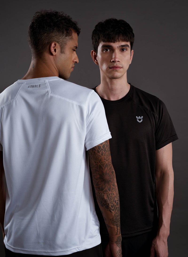 جينرلس طقم تي شيرت رجالي كلاسيكي مقطوع ومخيط مكون من قطعتين - أبيض وأسود - Image 2