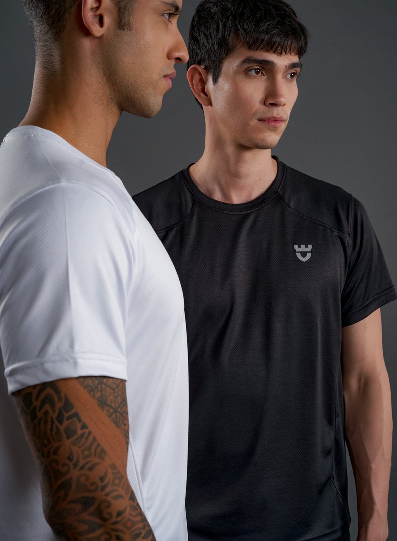 جينرلس طقم تي شيرت رجالي كلاسيكي مقطوع ومخيط مكون من قطعتين - أبيض وأسود - Image 3