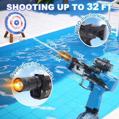 houscly Electric Water Gun for Adults Kids Squirt Gun Automatic high Powered Pressure Blaster watergun with Realistic Led Muzzle FlamePerfect Summer Gift Toys for Age 812 - Image 5