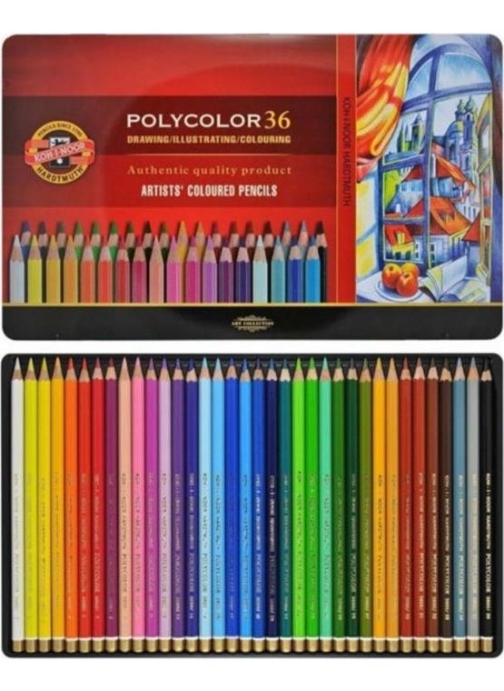 KOH-I-NOOR - Polycolor Artist Crayons Metal Box of 36 - Image 1