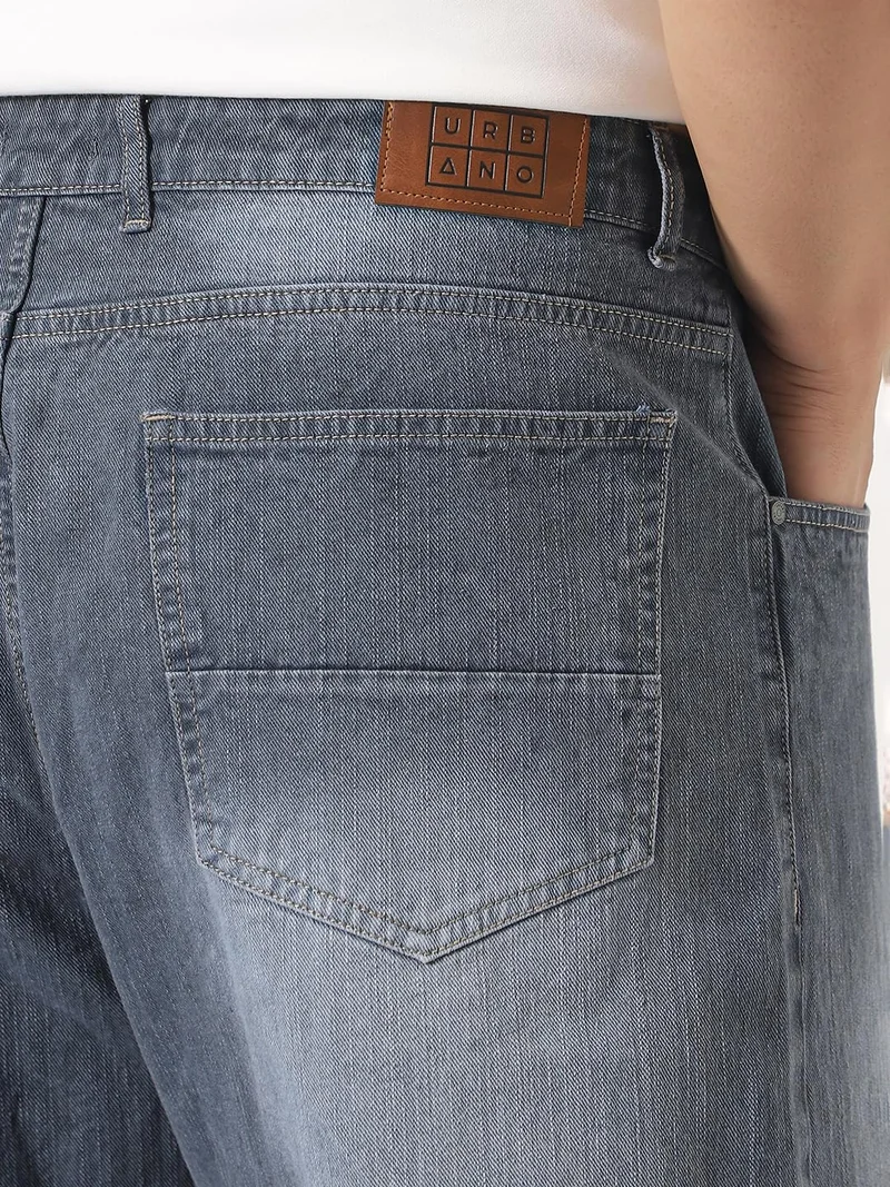 Urbano Fashion  Urbano Plus Men's Grey Loose Baggy Fit Washed Denim Jeans Non-Stretchable  | Best Price UAE