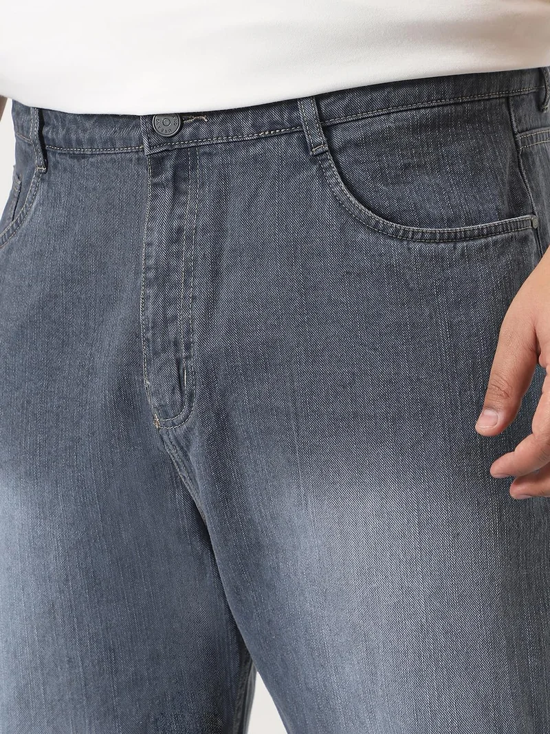 Urbano Fashion  Urbano Plus Men's Grey Loose Baggy Fit Washed Denim Jeans Non-Stretchable  | Best Price UAE