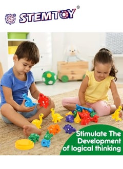 STEMTOY 10 Pcs Dinosaur Number Matching, Spelling, and Counting Toy Set with 9 Colors, 1-10 Numbers, and Matching English Spellings - Matching Games, Easy Math Calculations & Demonstrations, Toddler Color Cognition, Sensory Training, STEM/ STEAM Montessori Preschool Educational Learning Activity Toys & Gifts for Kids Ages 3-6, Boys & Girls  - Image 4