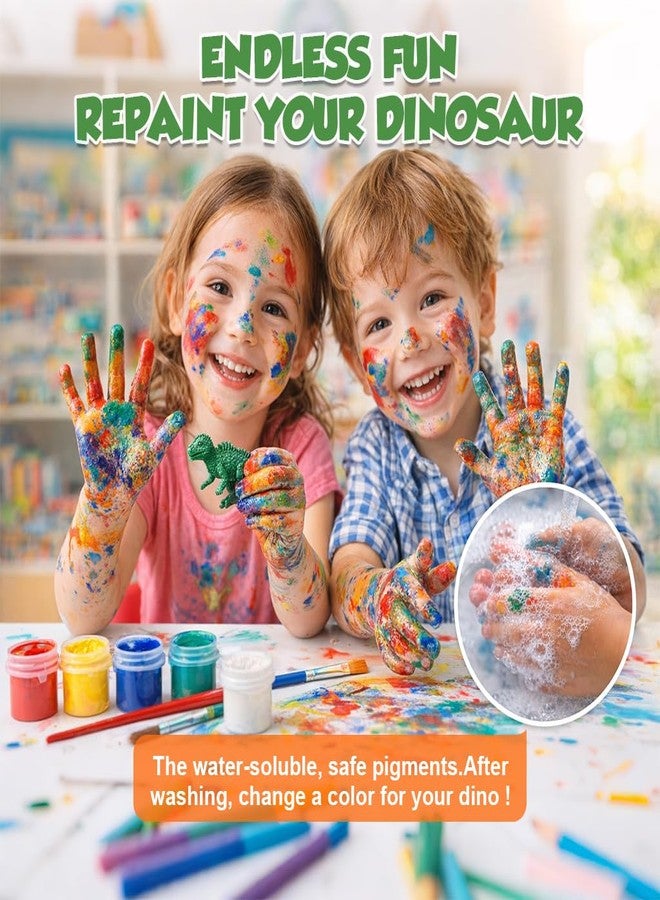 PATPAT® DIY Paint Your Own Dinosaur Kit for Kids, 8PCS PVC Mini Dinosaur Figures with 6 Colors Paints, Brush & Palette, Educational Arts & Crafts Painting Set for Creative Play, Party Favors & Gifts - Image 4