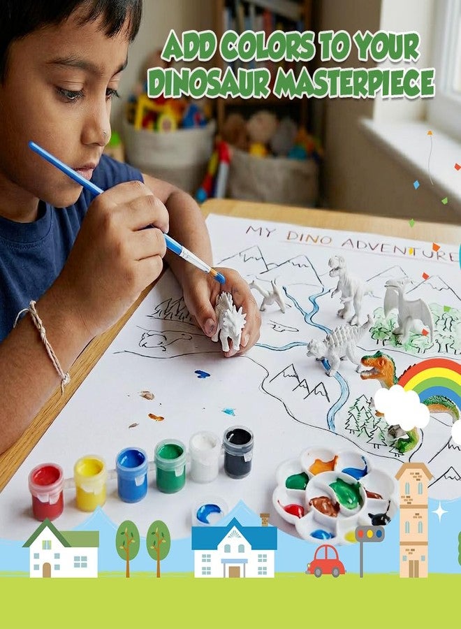 PATPAT® DIY Paint Your Own Dinosaur Kit for Kids, 8PCS PVC Mini Dinosaur Figures with 6 Colors Paints, Brush & Palette, Educational Arts & Crafts Painting Set for Creative Play, Party Favors & Gifts - Image 3