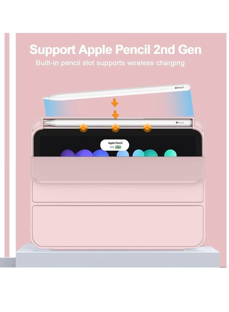 Cat - Cot iPad Mini 6 Cover with Pencil Holder Silicone Smart Folding Case Compatible with Apple iPad Mini 6 2021 8.3 Inch - Pink - Image 5