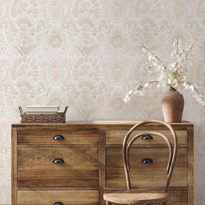 Tempaper Pink Bohemia Damask Removable Peel and Stick Boho Wallpaper, 20.5 in X 9 ft, Made in The USA - Image 5