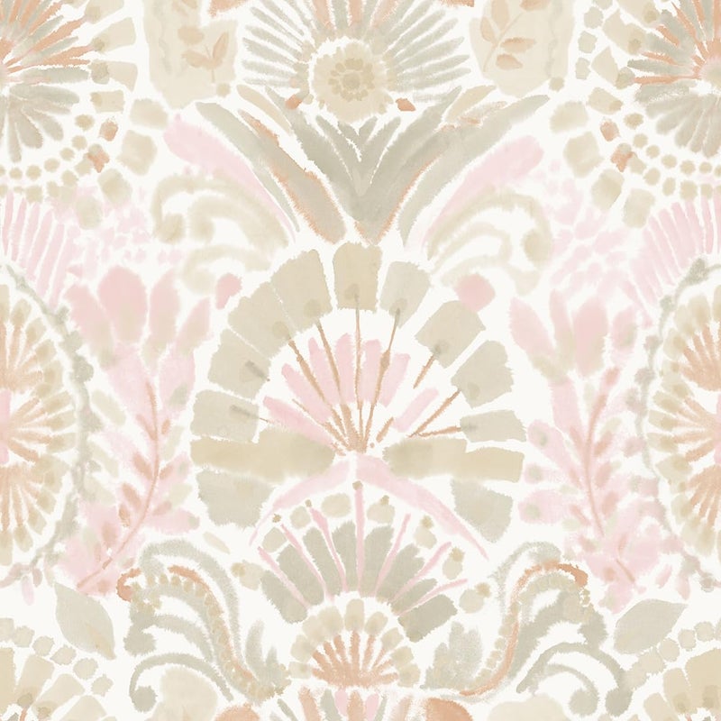 Tempaper Pink Bohemia Damask Removable Peel and Stick Boho Wallpaper, 20.5 in X 9 ft, Made in The USA - Image 1