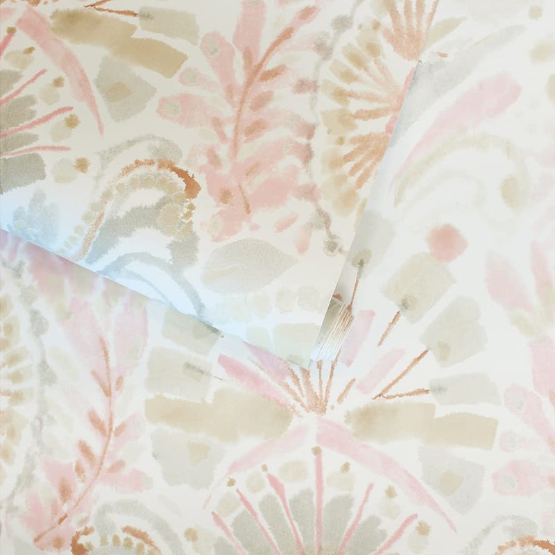 Tempaper Pink Bohemia Damask Removable Peel and Stick Boho Wallpaper, 20.5 in X 9 ft, Made in The USA - Image 3