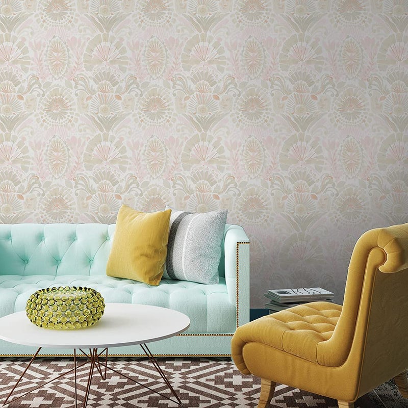 Tempaper Pink Bohemia Damask Removable Peel and Stick Boho Wallpaper, 20.5 in X 9 ft, Made in The USA - Image 2