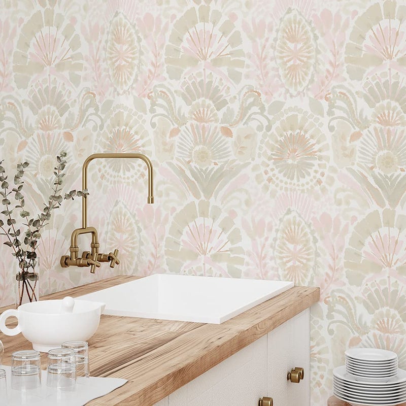 Tempaper Pink Bohemia Damask Removable Peel and Stick Boho Wallpaper, 20.5 in X 9 ft, Made in The USA - Image 4