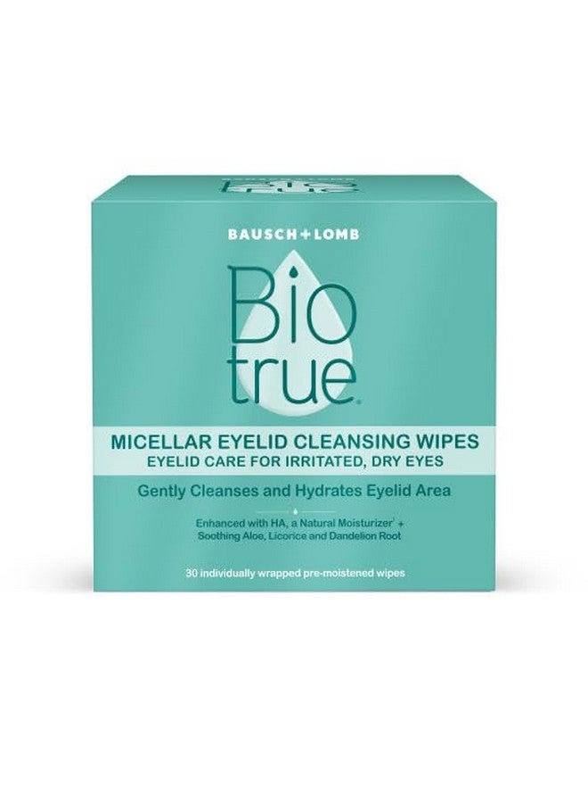 Biotrue Micellar Eyelid Care for Irritated and Dry Eyes Cleansing Wipes, from Bausch + Lomb, Multi, 30 Count ((Pack of 2)) - Image 2