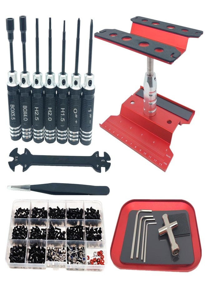Velmex RC Car Repair Work Stand Repair Tool Set 360 Degree Rotation and 524PCS RC Screws Kit & RC Screwdrivers and Screws Pallet for 1/8 1/10 1/12 1/16 1/18 RC Crawler Truck Buggy Vehicle Scale Accessories - Image 1