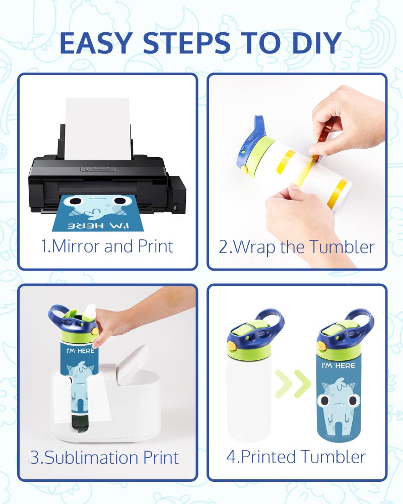 OFFNOVA Kids Sublimation Tumbler  16Pack 12oz Kids Sublimation Water Bottle Blank with Handle  Children Sublimation tumblers Cups for Milk  Soda  Juice  Drinks  16 Pack Blue&Pink - Image 5