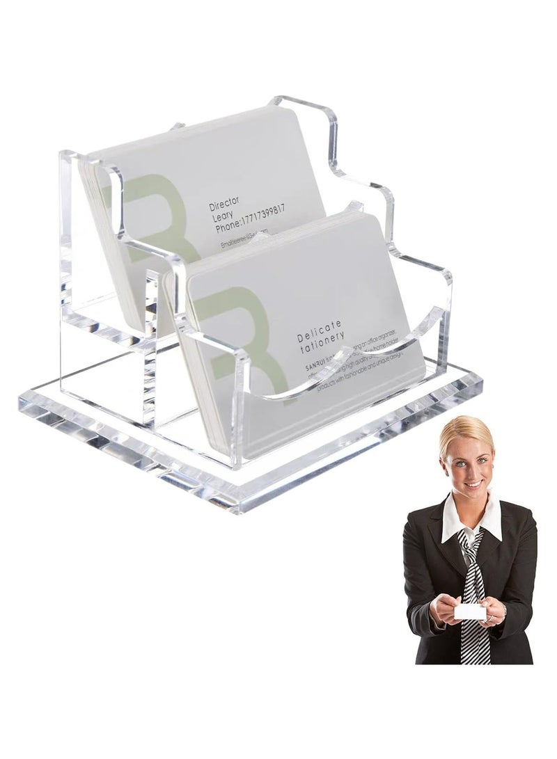 Oasisgalore Acrylic Business Card Holder - Transparent Vertical Display for Desk  - Image 1