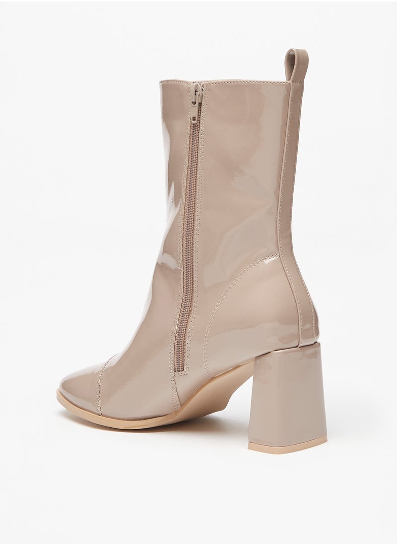 Flora Bella By Shoexpress - Women Solid Boots with Block Heels and Zip Closure - Image 1