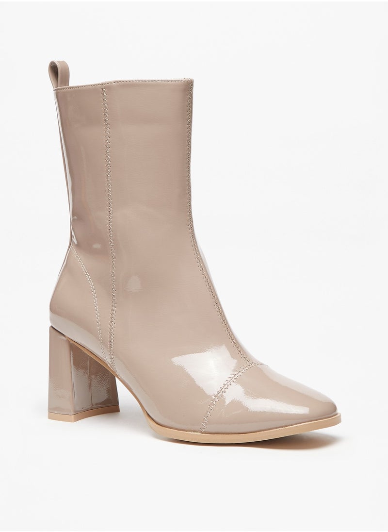 Flora Bella By Shoexpress - Women Solid Boots with Block Heels and Zip Closure - Image 1