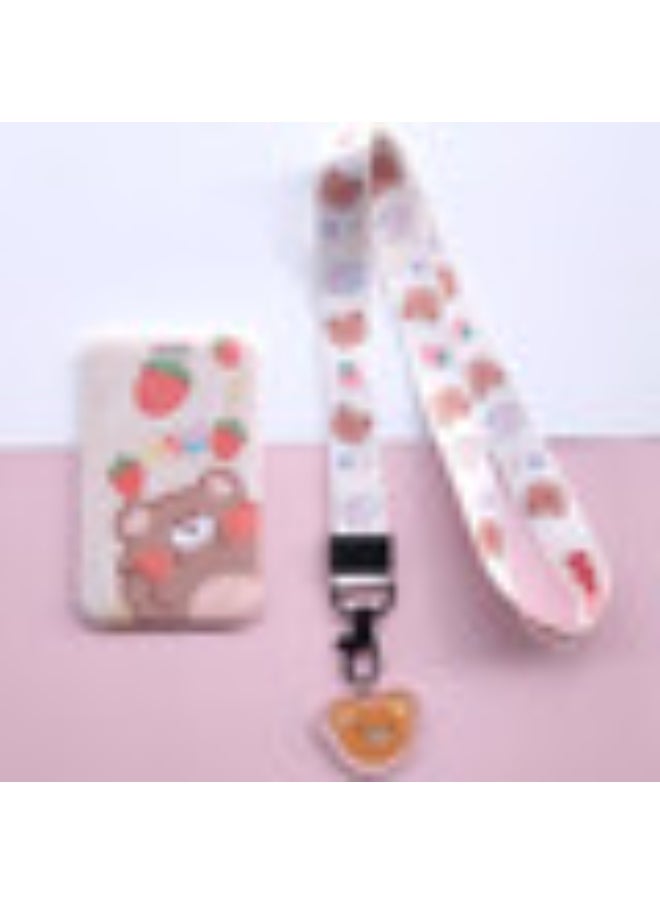 NIBEMINENT 1 - Piece Little Bear Kpop Photo Card Holder Pendant Key Chain ID Badge Holder ID Card Holder Photo Card Protector for School ID Office ID Access Card for Women Girls  - Image 1