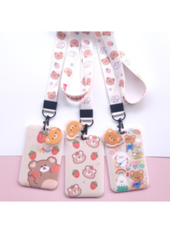 NIBEMINENT 1 - Piece Little Bear Kpop Photo Card Holder Pendant Key Chain ID Badge Holder ID Card Holder Photo Card Protector for School ID Office ID Access Card for Women Girls  - Image 2