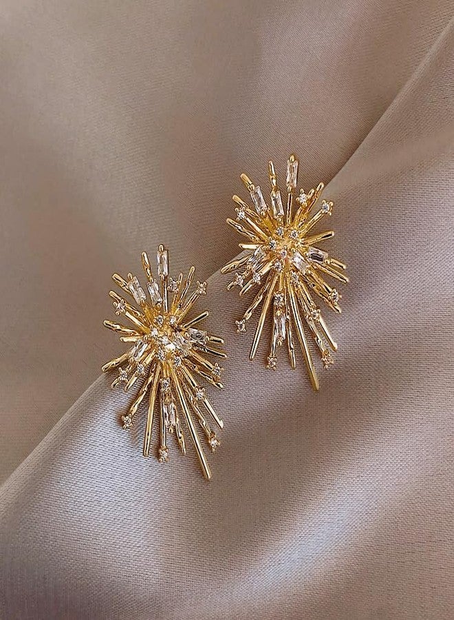 AMAAL Earrings For Women & Girls Stylish | Western Korean Earrings Bali | Butterfly| Stud Earrings Set for Women Moti Accessories Aesthetic | Fashion American Diamond AD CZ Gold Stud earinging 79 - Image 4