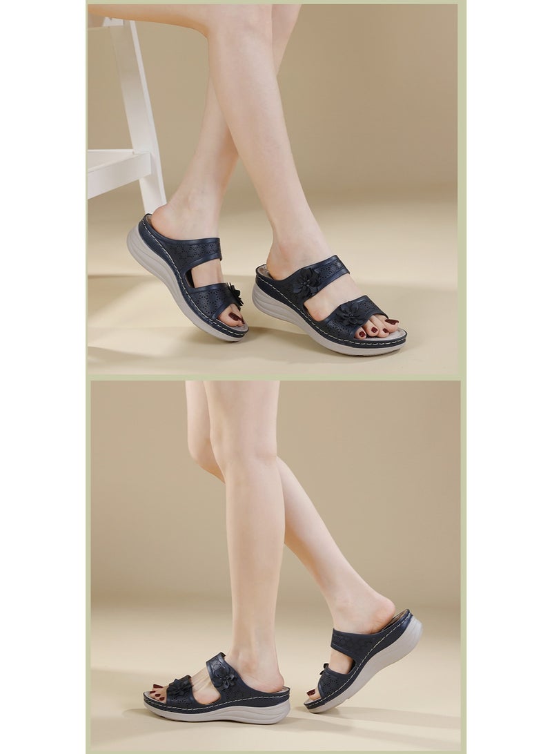 NIBEMINENT Wedges Shoes for Women Summer  Casual Slip on Sandals Beach Outdoor Slippers - Image 2