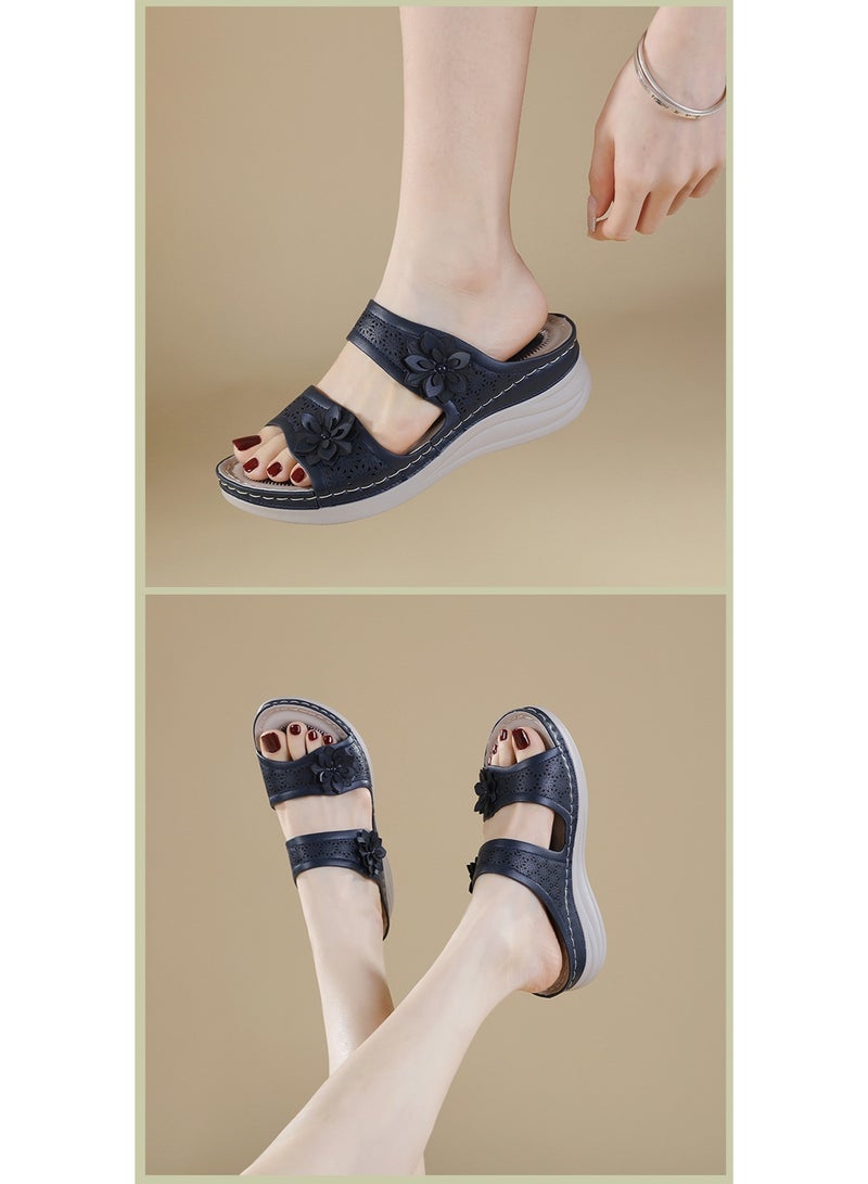 NIBEMINENT Wedges Shoes for Women Summer  Casual Slip on Sandals Beach Outdoor Slippers - Image 3