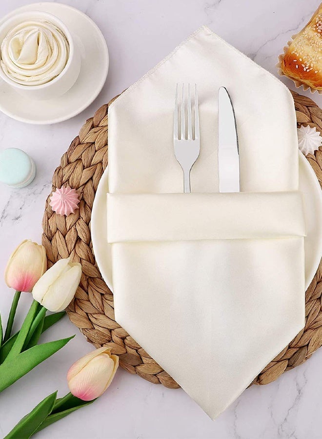 مناديل عامة قابلة للغسل من قماش البوليستر الصلب مقاس 50 × 50 سم لحفلات الزفاف والفنادق والمطاعم والعشاء والتجمعات العائلية، مجموعة من 4 قطع، لون أبيض - Image 4