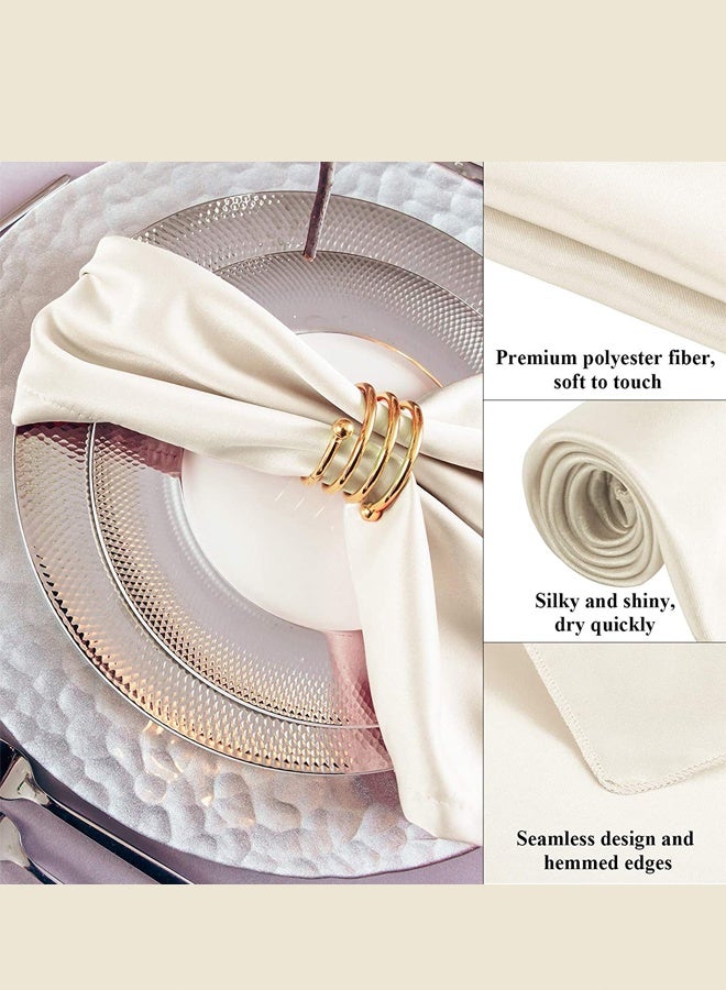 مناديل عامة قابلة للغسل من قماش البوليستر الصلب مقاس 50 × 50 سم لحفلات الزفاف والفنادق والمطاعم والعشاء والتجمعات العائلية، مجموعة من 4 قطع، لون أبيض - Image 3