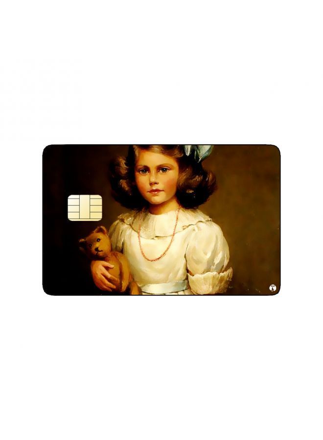 RKN PRINTED BANK CARD STICKER Cute Girl Drawing With Teddy Bear - Image 1