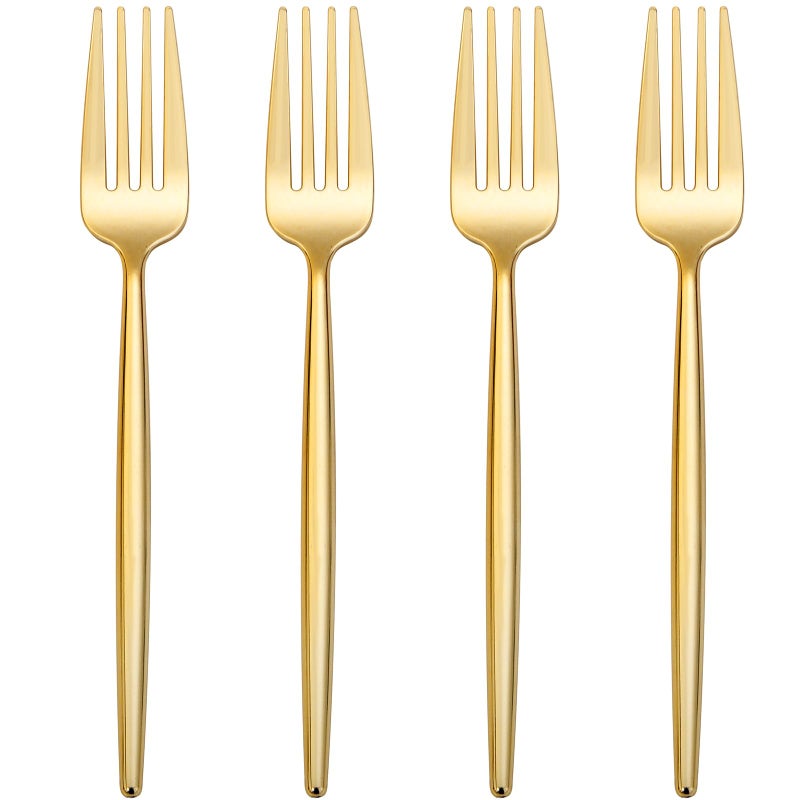 I00000 90 Pcs Gold Plastic ForksGold Disposable Utensils Disposable Heavy Duty Plastic Forks Heat Resistant Perfect for PartiesWeddingDinners