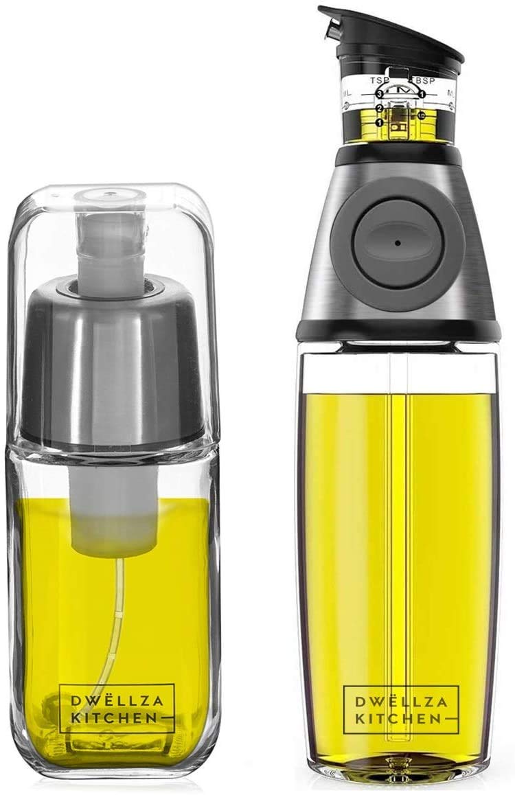 DWÃ‹LLZA KITCHEN Dwllza Kitchen Olive Oil Dispenser Bottle & Oil Sprayer For Cooking - 2 In 1 Glass Oil Dispenser For Kitchen - 17 Oz. Cooking Oil/Syrup Dispenser With Measurements & 6 Oz. Olive Oil Spray Bottle - Image 1
