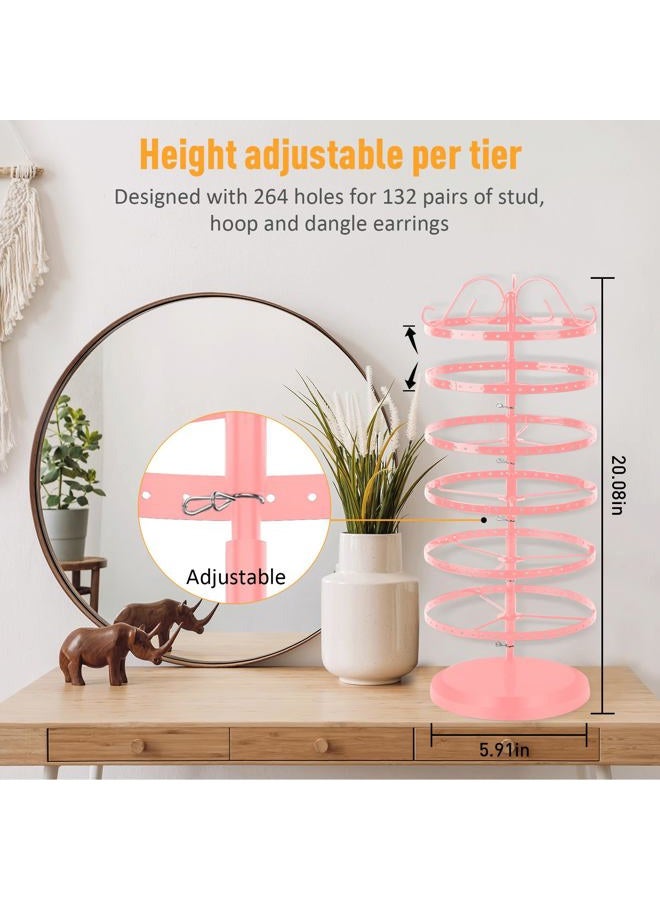 17Dec 6 Tiers Rotating Earring Holder Organizer for Girls,264 Holes Metal Stud Earring Organizer Stand,Earring Tree Organizer for Women,Earring Display for Vendors. - Image 2
