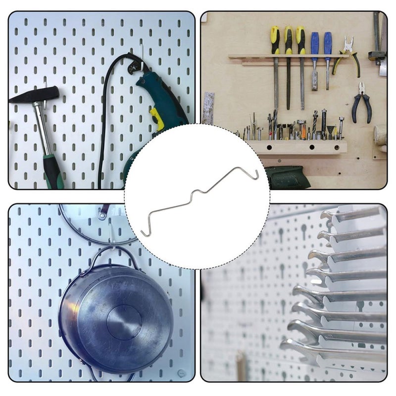Stainless Steel Pegboard Hooks 60 Pack Tool Organization Clips For Garage Industrial - Image 4