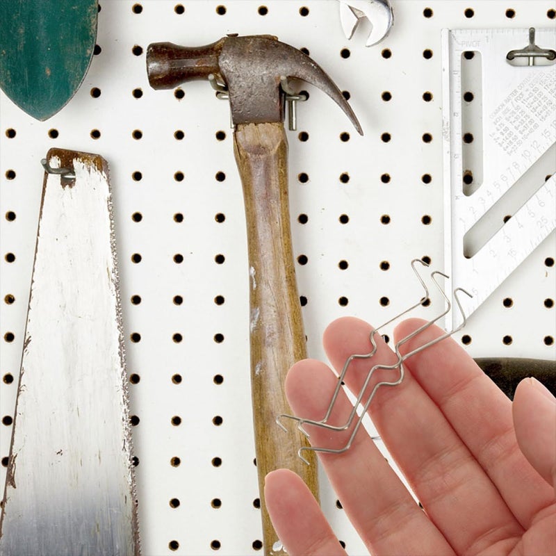 Stainless Steel Pegboard Hooks 60 Pack Tool Organization Clips For Garage Industrial - Image 5