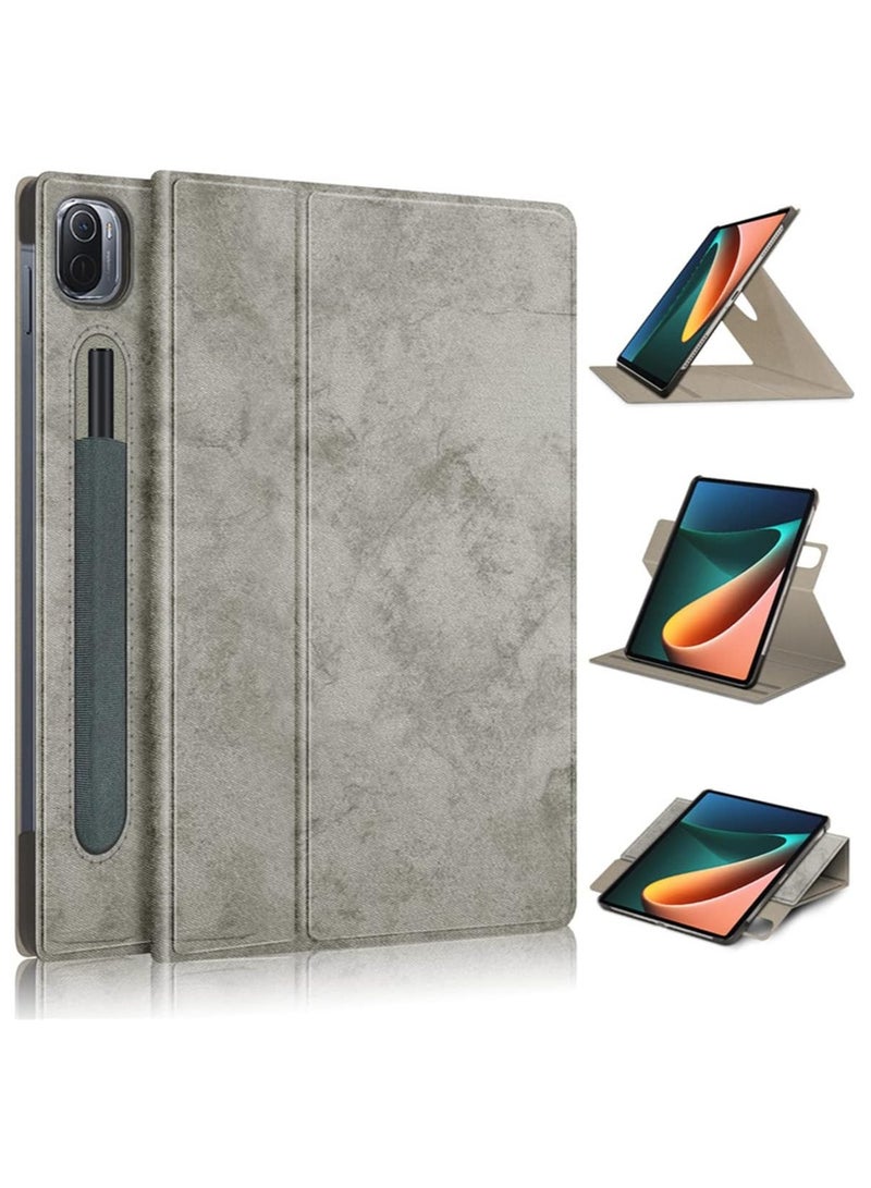 KASTWAVE Case For Xiaomi Mi Pad 5 Case For Mi Pad 5 Pro Case Elastic Strap Pen Holder Stand Auto Sleep And Wake Up Function Cover，Pu Leather Tablet Cases For Xiaomi Mi Pad 5 Pro Case Gray - Image 1