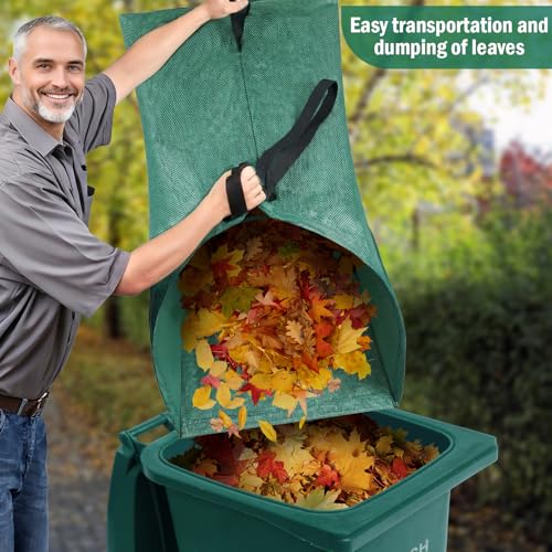 VICAMB 60 Gallon Leaf CollectorCollapsible Lawn Leaf BagHeavy Leaves Pick up Tool Reusable Yard Waste BagsLarge Yard Dustpan Type Garden Bag for LeavesDebrisGrassClippingsLawn Trash - Image 3