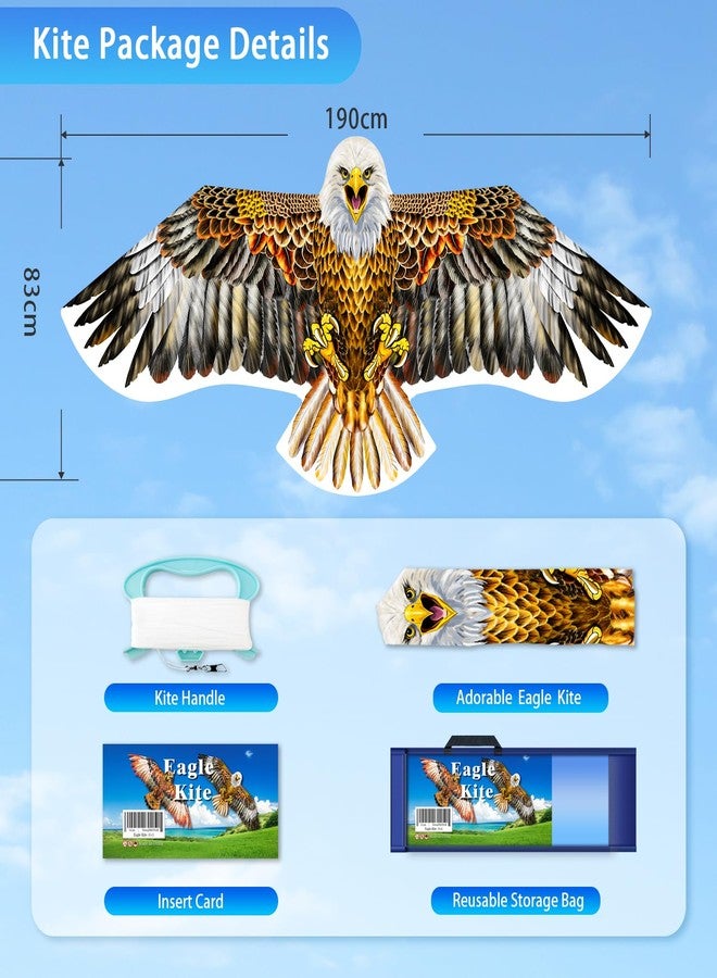YFAFENGS Bald Eagle Kite for Adults & Kids, Professional Durable Kites for Beginners, Outdoor Activities, Beach & Park - Easy Fly Kites Toys for Family Fun-Brown - Image 2