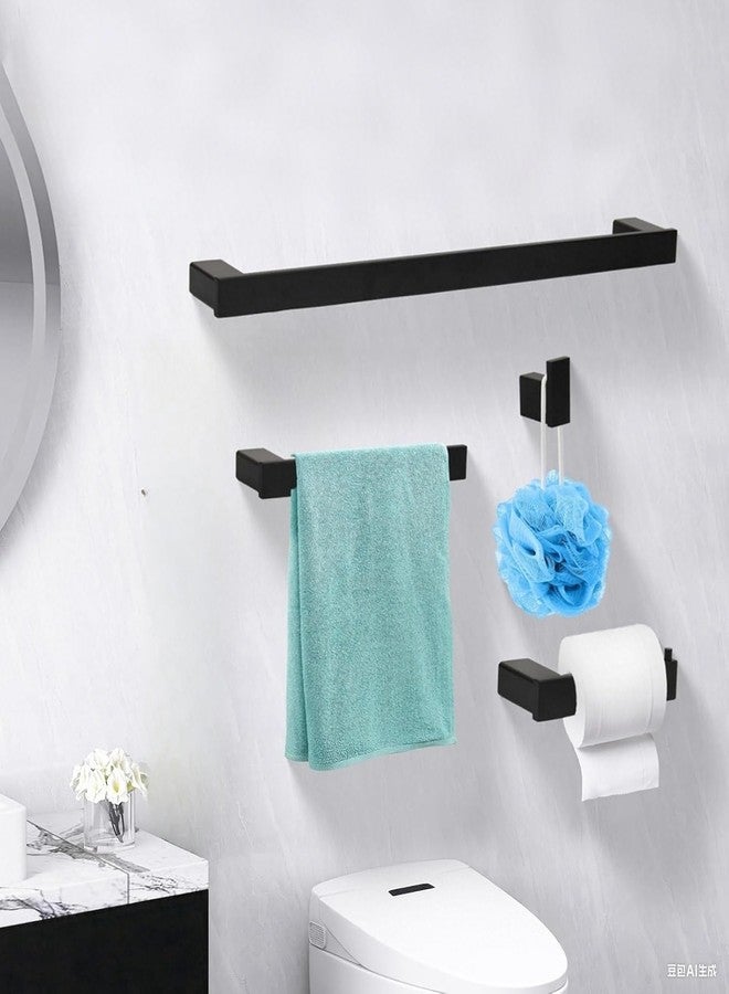Klabb 4-Pieces Black Matte Bathroom Hardware Accessories Set,24 Inch SUS304 Stainless Steel Wall Mounted Towel Bars Set, Modern Rustproof Bathroom Accessories for Home, Apartment & Hotel - Image 1