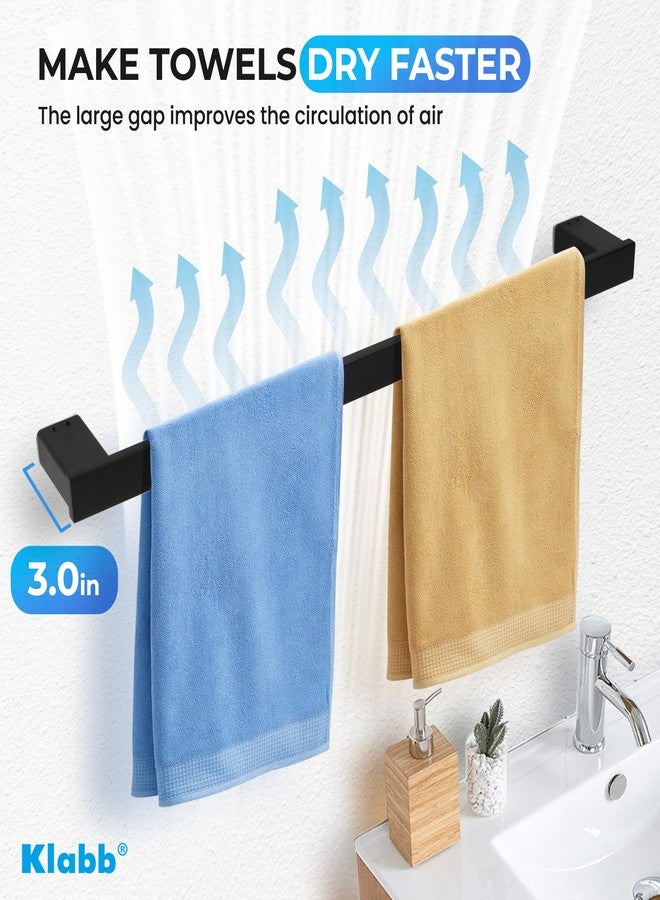 Klabb 4-Pieces Black Matte Bathroom Hardware Accessories Set,24 Inch SUS304 Stainless Steel Wall Mounted Towel Bars Set, Modern Rustproof Bathroom Accessories for Home, Apartment & Hotel - Image 3
