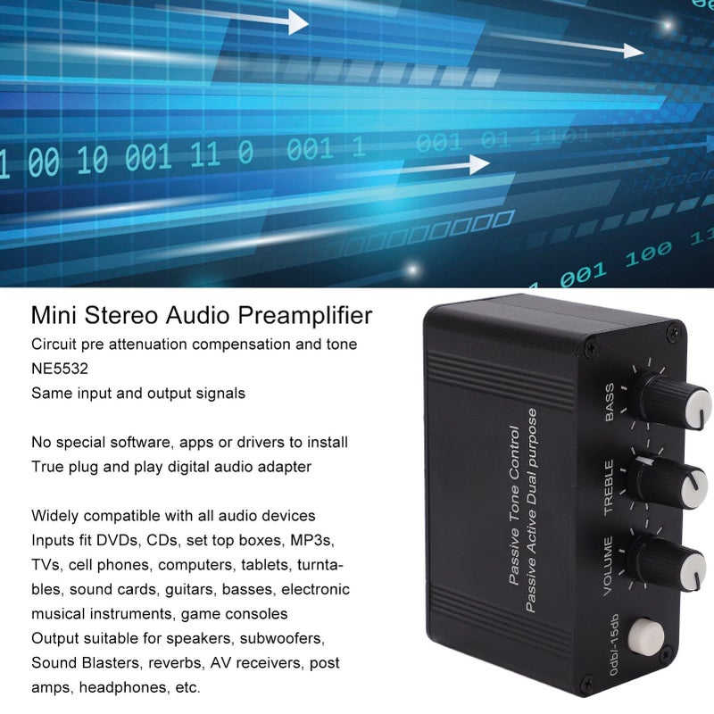 Mini Stereo Audio Preamplifier Small Headphone Amplifier NE5532 with RCA 3.5mm Input Output - Image 4