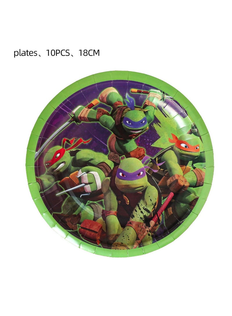 10pcs 7 inch cartoon teenage mutant ninja turtles theme disposable plates party supply dishes kids birthday party decoration tableware