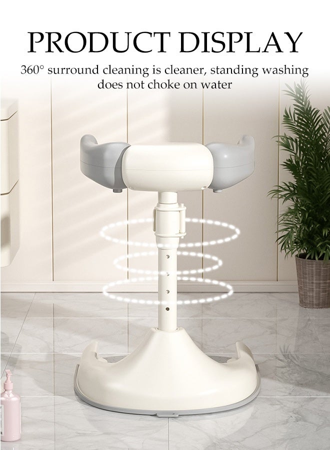 DUNISO دعم وقوف للاستحمام للأطفال، حامل استحمام للأطفال قابل للتعديل وقابل للطي مع حاجز أمان وقاعدة مضادة للانزلاق، سهل التنظيف ومحمول، للاستخدام في المنزل/السفر - Image 3