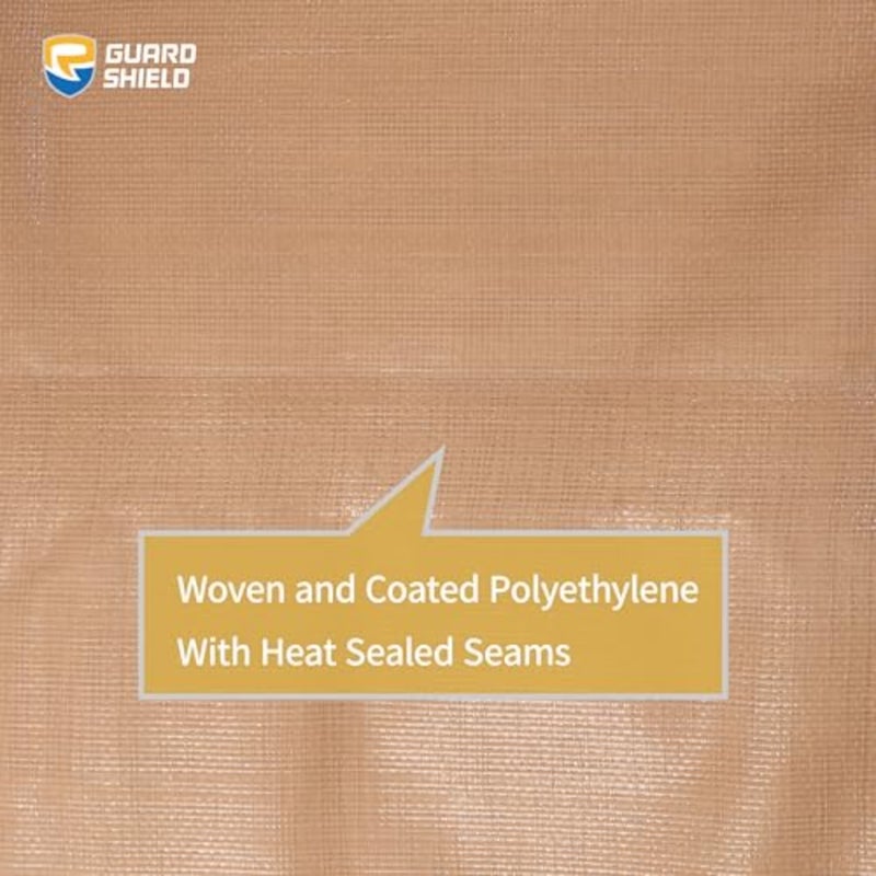 GUARD SHIELD Heavy Duty Tarpaulin Sheet 4x6m Beige/Khaki Tarp Multi Purpose UV Resistant Waterproof Ground Cover 195g/m² - Image 5