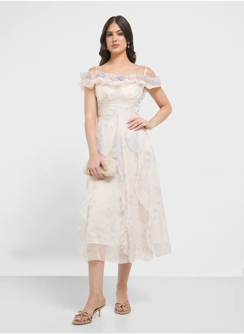 ايلا Off Shoulder Floral Print Dress