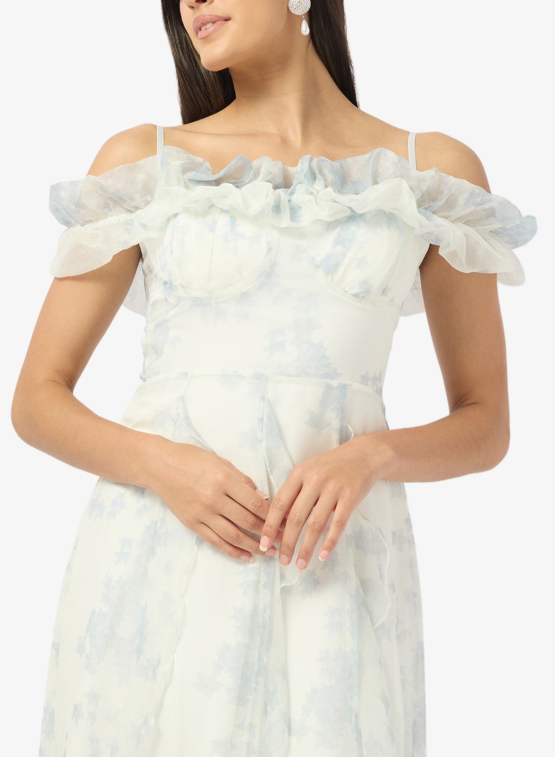 ELLA Off Shoulder Floral Print Dress - Image 3