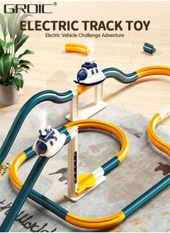 GROIC 23 Pcs Race Tracks Car Set for Kids, Steam Spaceship Race Tracks Set Track Toys, Electric Elevator, Steam and Seesaw 3-In-1 Racing Track STEM Educational Toy with Magic Electric Spaceship  - Image 2