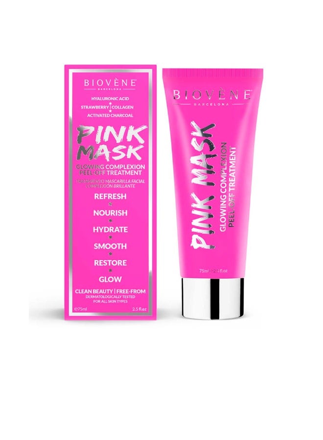 Biovène Pink Mask Glowing Complexion Peel-Off Treatment 75ml - Image 2