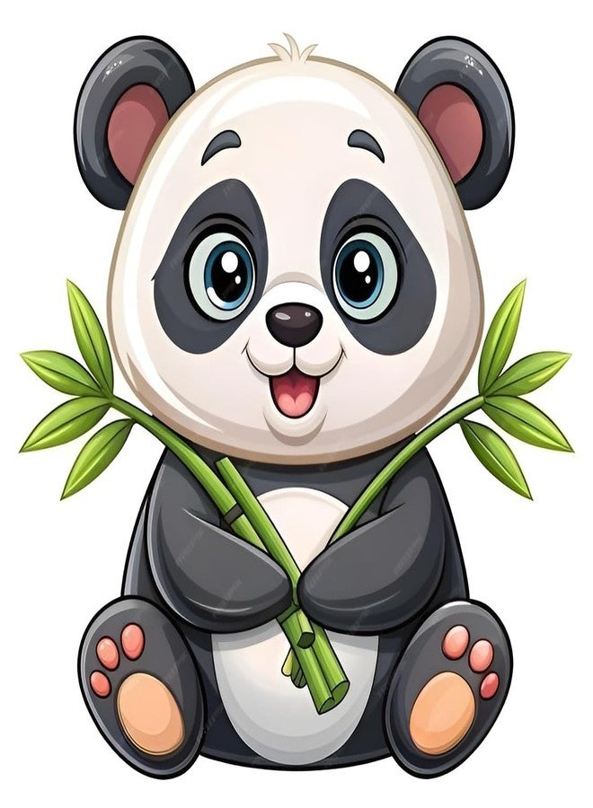 Sky Flying Cute Panda Wallsticker, Cartoon Style Sticker, Kids Room Decor Sticker, Living Room Wallsticker (Size - 41CM X 51CM)
